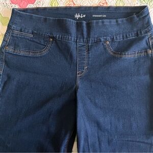 Style & Co. Dark Blue Straight Leg Jeans Elastic Waist Pull On Dark Wash XL